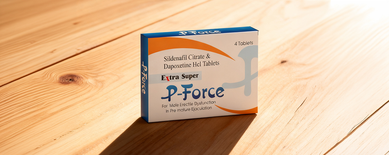 extra super p force tabletta dobozos kiszerelés fa felületen elhelyezve, kombinált férfi teljesítményt támogató készítmény 