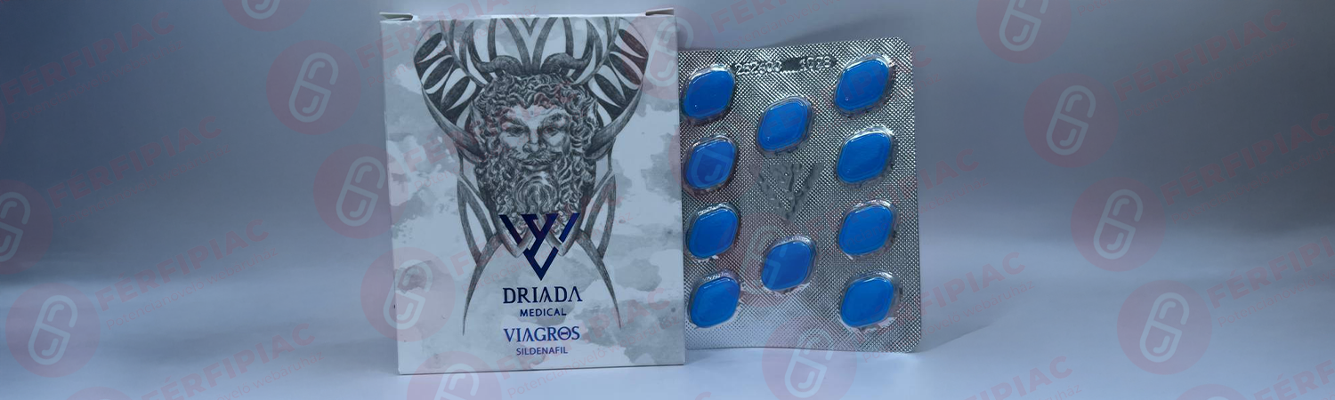 Driada Medical Viagros 100mg sildenafil tabletta csomagolás és bliszter – viagra rendelés diszkreten és biztonságosan.